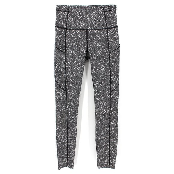 lululemon athletica Pants - Lululemon Black White Speckled Pattern Cropped Legging Side Pockets size 4 Small